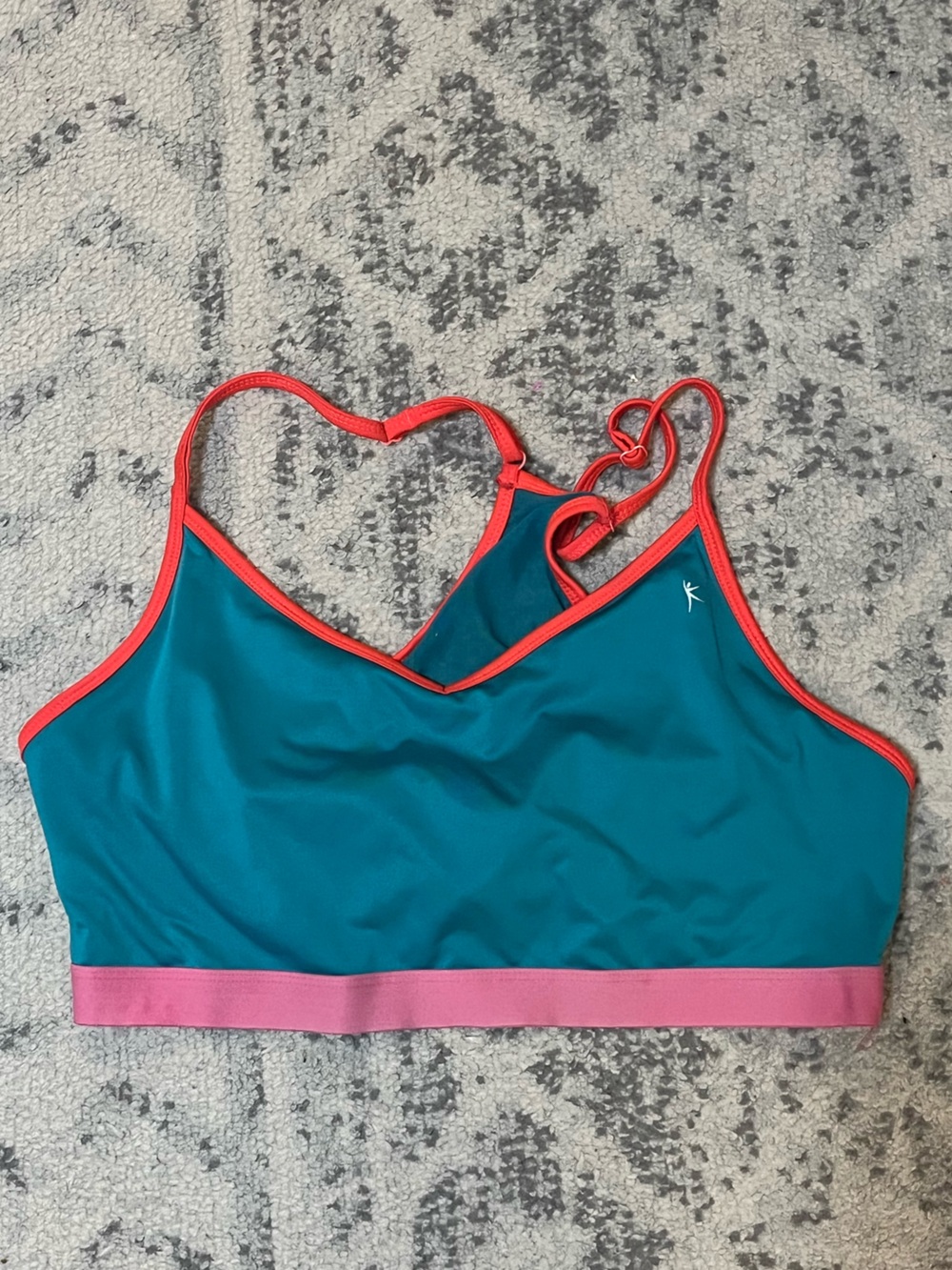 Danskin Teal Bikini Top with Pink and Coral Trim
